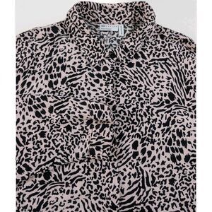 ASOS Tunic Top Womens 12 Pink Black Animal Print Button Up Dolman